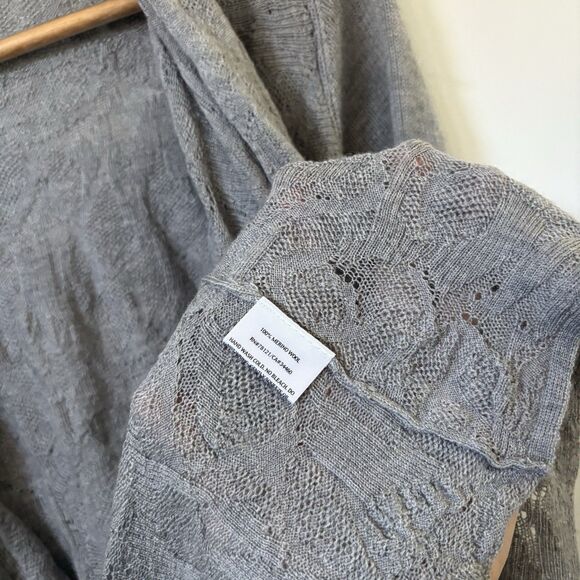 Eileen Fisher Merino Wool Cardigan Small Sweater Open Front Open Knit Waterfall - Picture 6 of 8